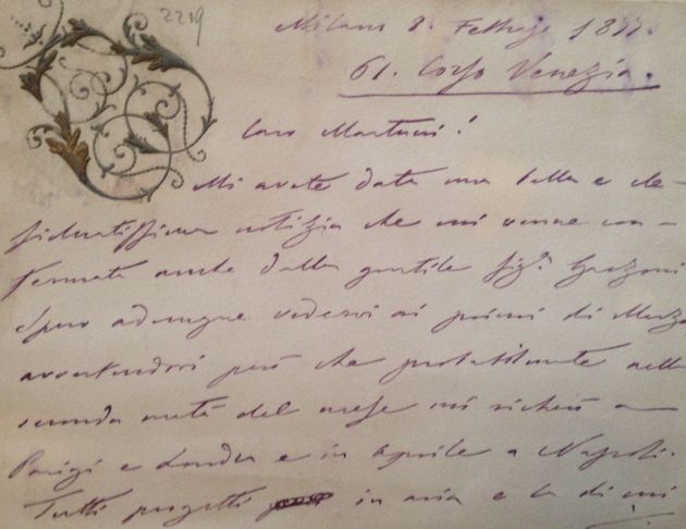 Filippo Filippi to Giuseppe Martucci, letter (Milan, 8 February 1877)